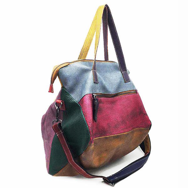 Bolso De Mano De Piel De Vaca De Cuero Genuino Para Mujer Crossbody Retro Bolso De Costura Hecho A Mano