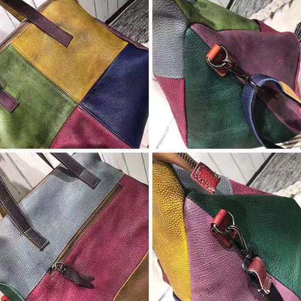 Bolso De Mano De Piel De Vaca De Cuero Genuino Para Mujer Crossbody Retro Bolso De Costura Hecho A Mano