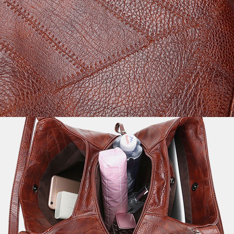 Bolso De Mano Retro Sólido De Gran Capacidad Para Mujer Bolso Bandolera