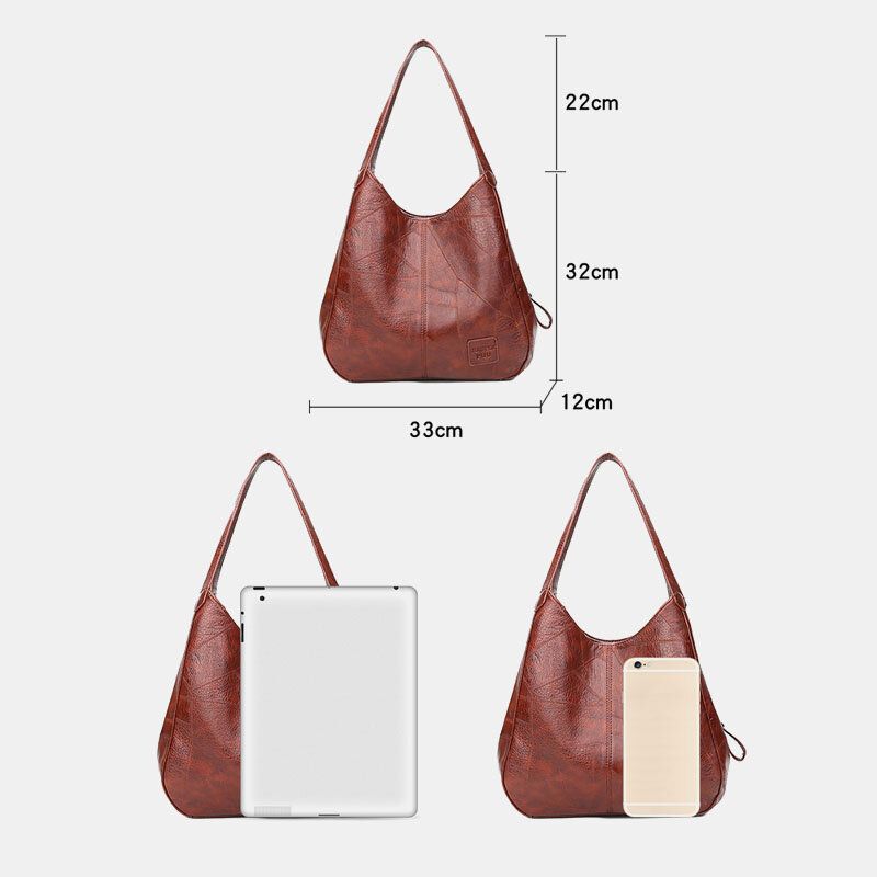 Bolso De Mano Retro Sólido De Gran Capacidad Para Mujer Bolso Bandolera