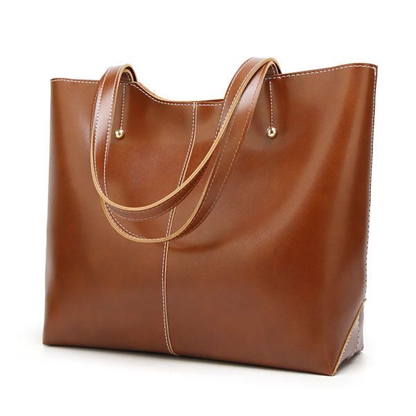 Bolso De Mano Simple Retro De Cuero De La Pu Para Mujer