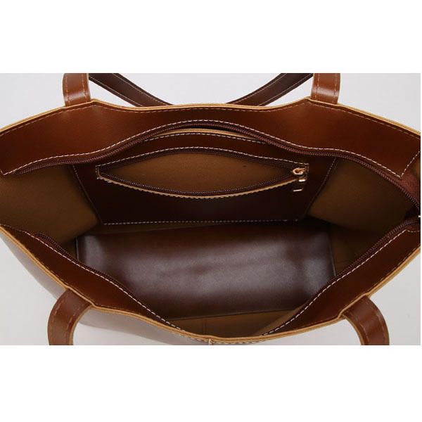 Bolso De Mano Simple Retro De Cuero De La Pu Para Mujer