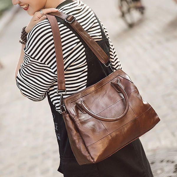 Bolso De Mujer Vintage Bolso Bandolera Suave Bolsos De Hombro Con Compartimentos Triples