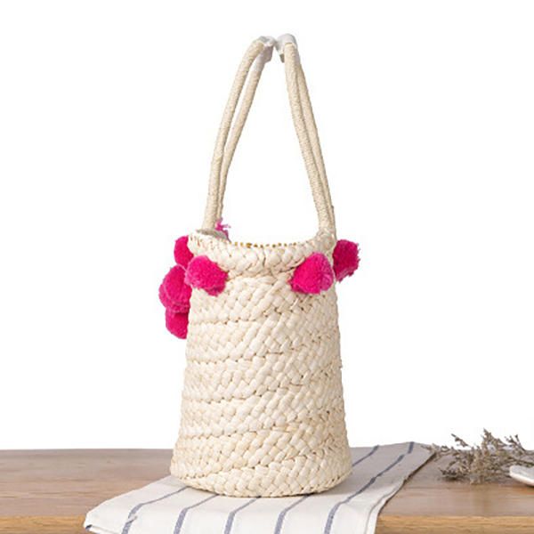 Bolso De Playa Tejido De Paja Para Mujer Bolso De Viaje Bolso De Felpa Bolso De Mano