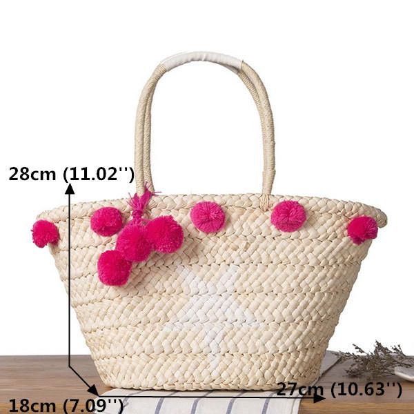 Bolso De Playa Tejido De Paja Para Mujer Bolso De Viaje Bolso De Felpa Bolso De Mano