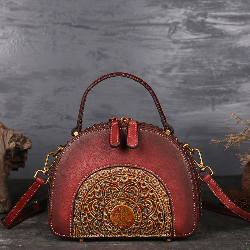 Bolso Vintage De Cuero Genuino Para Mujer Bolso Bandolera De Color De Cepillo De Doble Capa