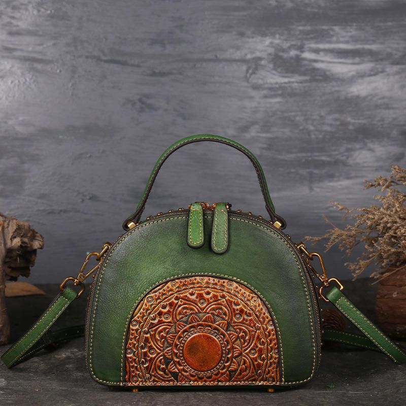 Bolso Vintage De Cuero Genuino Para Mujer Bolso Bandolera De Color De Cepillo De Doble Capa