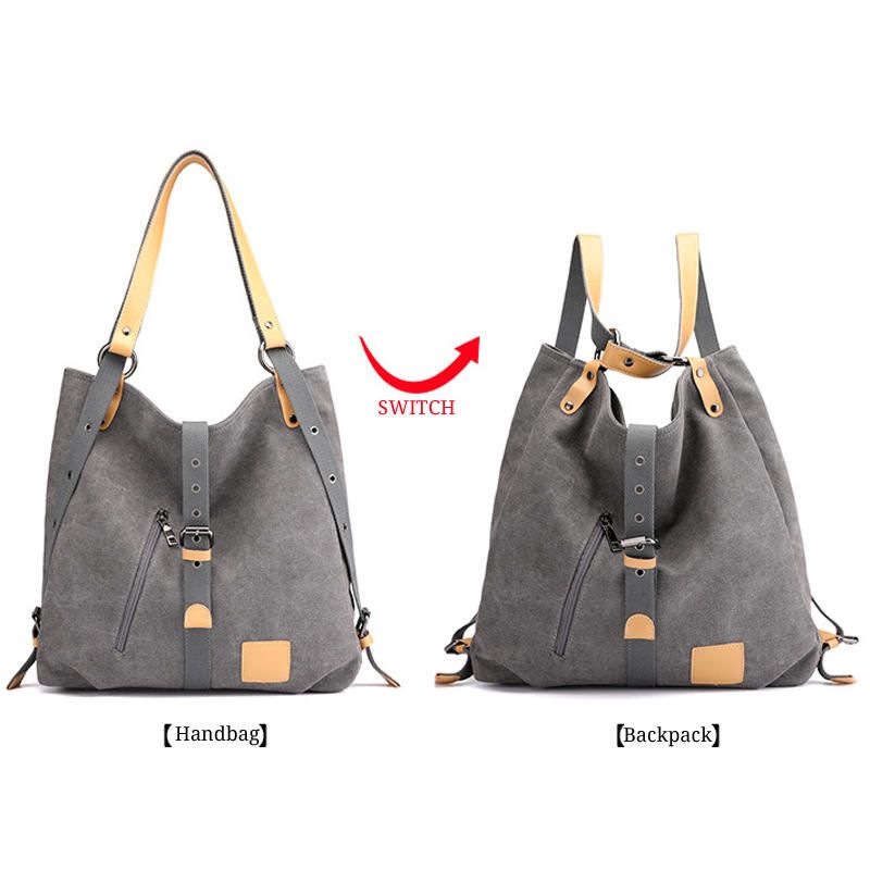 Bolsos Convertibles De Lona Multifunción Mochila Bolsos De Hombro Casuales Para Mujer