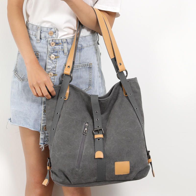 Bolsos Convertibles De Lona Multifunción Mochila Bolsos De Hombro Casuales Para Mujer