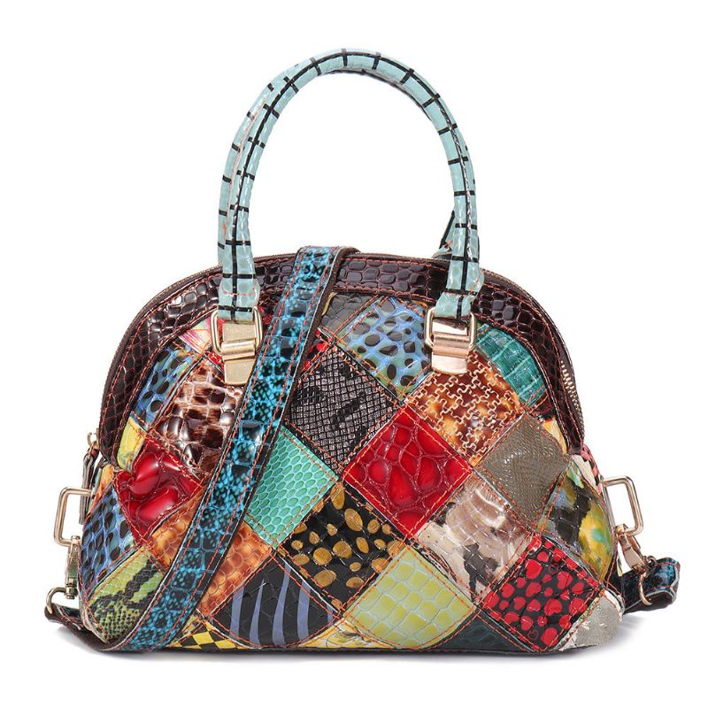 Bolsos Cruzados Florales Bohemios De Cuero Genuino Para Mujer Bolso De Concha De Retazos Vintage