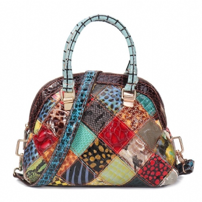 Bolsos Cruzados Florales Bohemios De Cuero Genuino Para Mujer Bolso De Concha De Retazos Vintage