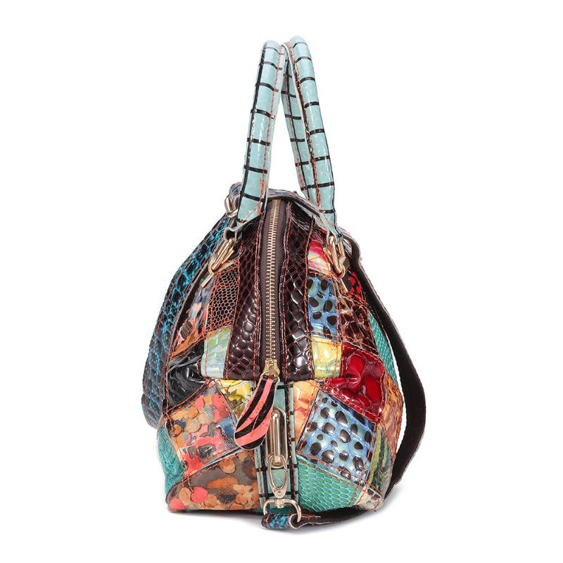 Bolsos Cruzados Florales Bohemios De Cuero Genuino Para Mujer Bolso De Concha De Retazos Vintage