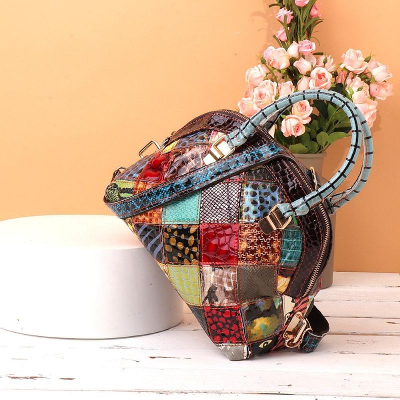 Bolsos Cruzados Florales Bohemios De Cuero Genuino Para Mujer Bolso De Concha De Retazos Vintage