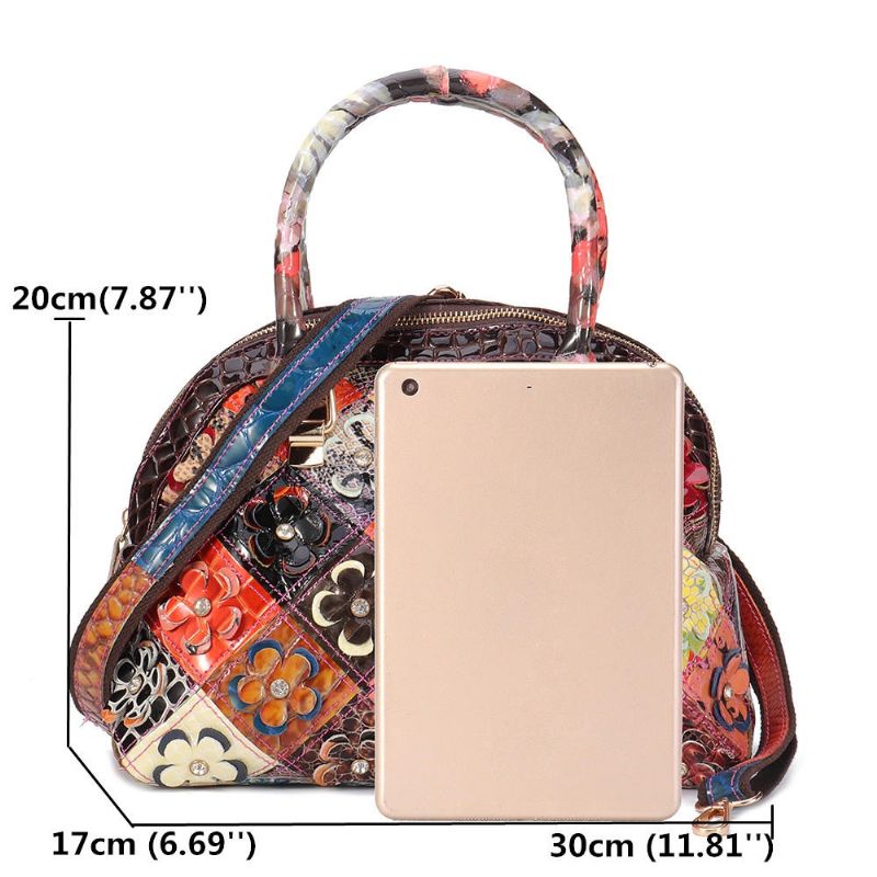 Bolsos Cruzados Florales Bohemios De Cuero Genuino Para Mujer Bolso De Concha De Retazos Vintage