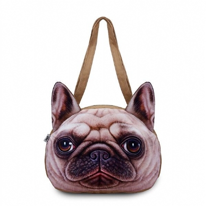 Bolsos De Hombro Con Cabeza De Perro Lindo Para Mujer Bolsos De Compras Con Estampado Animal 3d Informales