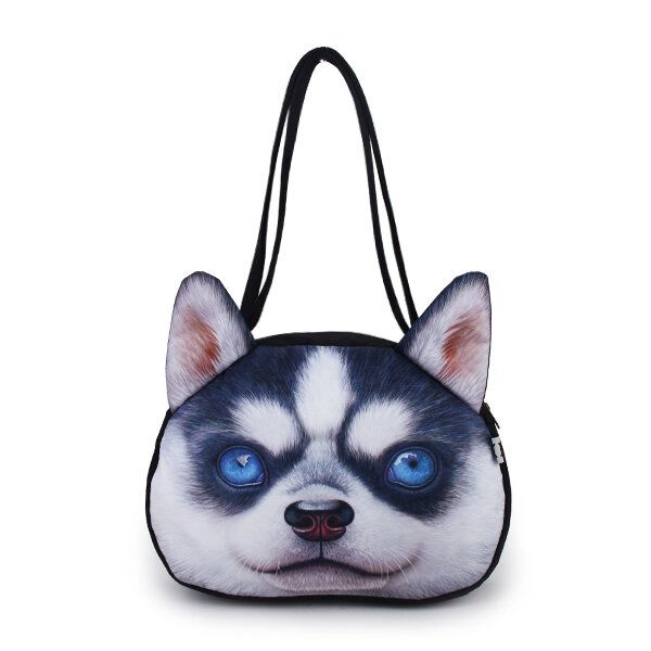 Bolsos De Hombro Con Cabeza De Perro Lindo Para Mujer Bolsos De Compras Con Estampado Animal 3d Informales