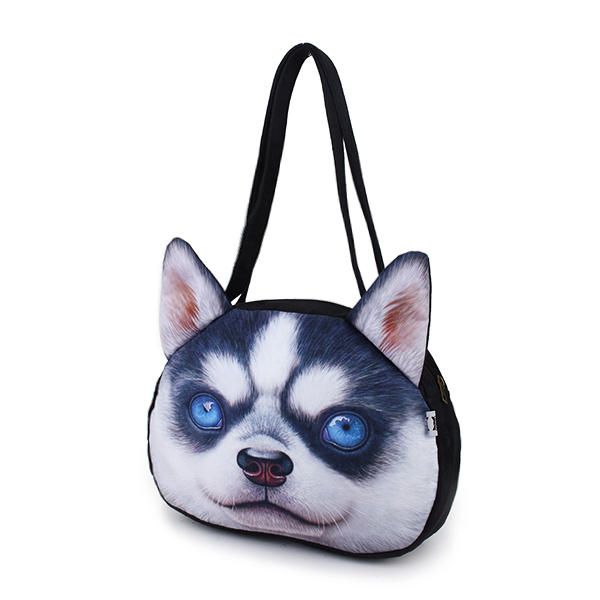 Bolsos De Hombro Con Cabeza De Perro Lindo Para Mujer Bolsos De Compras Con Estampado Animal 3d Informales