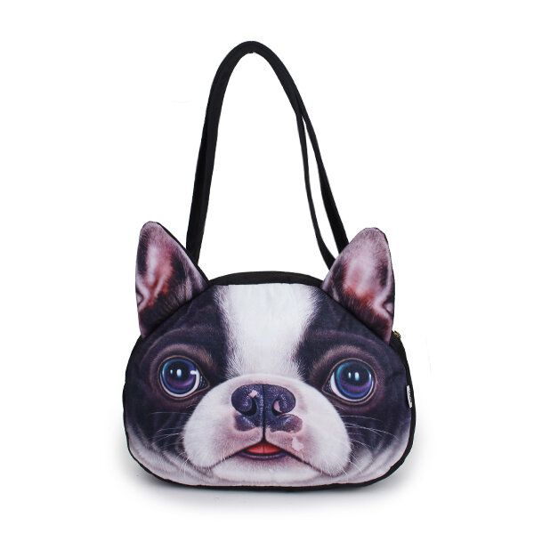 Bolsos De Hombro Con Cabeza De Perro Lindo Para Mujer Bolsos De Compras Con Estampado Animal 3d Informales