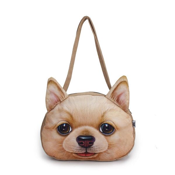 Bolsos De Hombro Con Cabeza De Perro Lindo Para Mujer Bolsos De Compras Con Estampado Animal 3d Informales