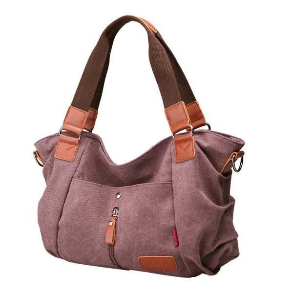 Bolsos De Lona Para Mujer Bolsos De Hombro Casuales Bolsos Cruzados De Color En Contraste