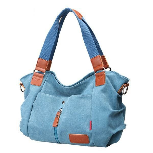 Bolsos De Lona Para Mujer Bolsos De Hombro Casuales Bolsos Cruzados De Color En Contraste