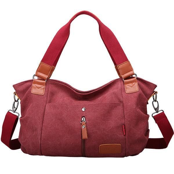 Bolsos De Lona Para Mujer Bolsos De Hombro Casuales Bolsos Cruzados De Color En Contraste