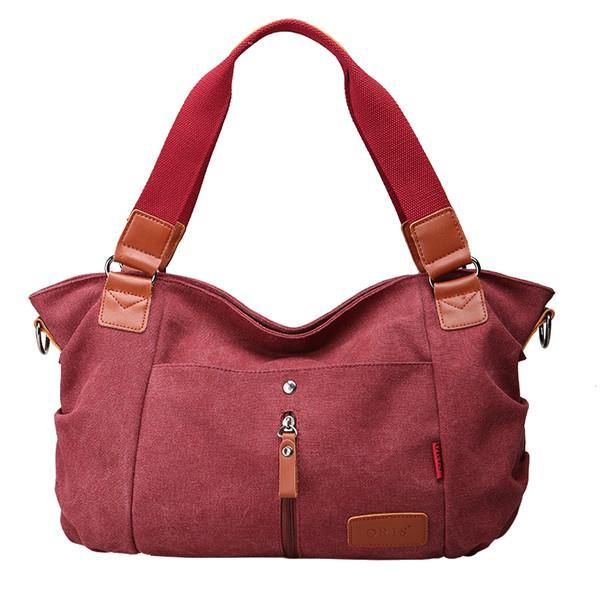 Bolsos De Lona Para Mujer Bolsos De Hombro Casuales Bolsos Cruzados De Color En Contraste