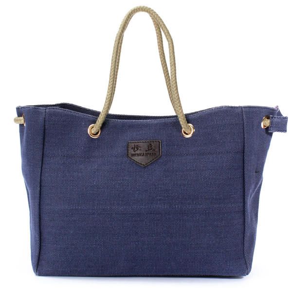 Bolsos De Mano De Cuerda De Lona Para Mujer Bolsos De Hombro Casuales Bolsos De Compras Con Capacidad