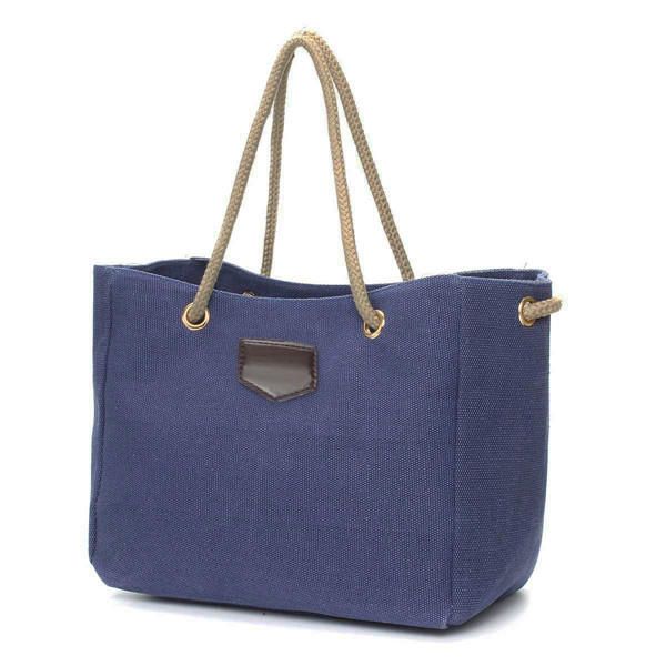 Bolsos De Mano De Cuerda De Lona Para Mujer Bolsos De Hombro Casuales Bolsos De Compras Con Capacidad