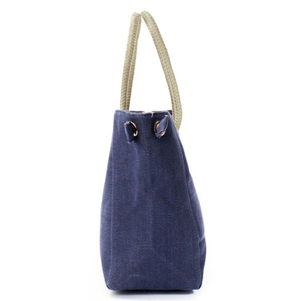 Bolsos De Mano De Cuerda De Lona Para Mujer Bolsos De Hombro Casuales Bolsos De Compras Con Capacidad