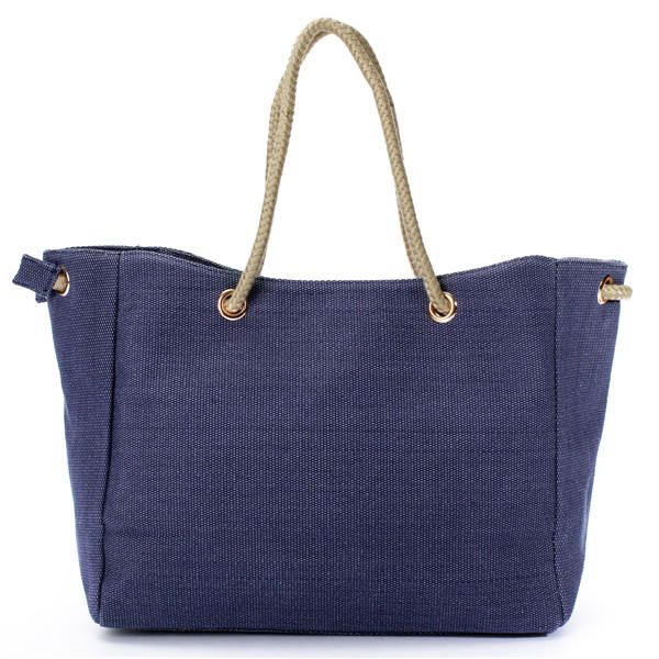 Bolsos De Mano De Cuerda De Lona Para Mujer Bolsos De Hombro Casuales Bolsos De Compras Con Capacidad