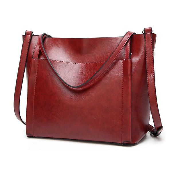 Bolsos De Mano De Cuero De Aceite Para Mujer Bolsos De Hombro Vintage Bolsos Cruzados Con Capacidad