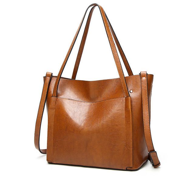 Bolsos De Mano De Cuero De Aceite Para Mujer Bolsos De Hombro Vintage Bolsos Cruzados Con Capacidad