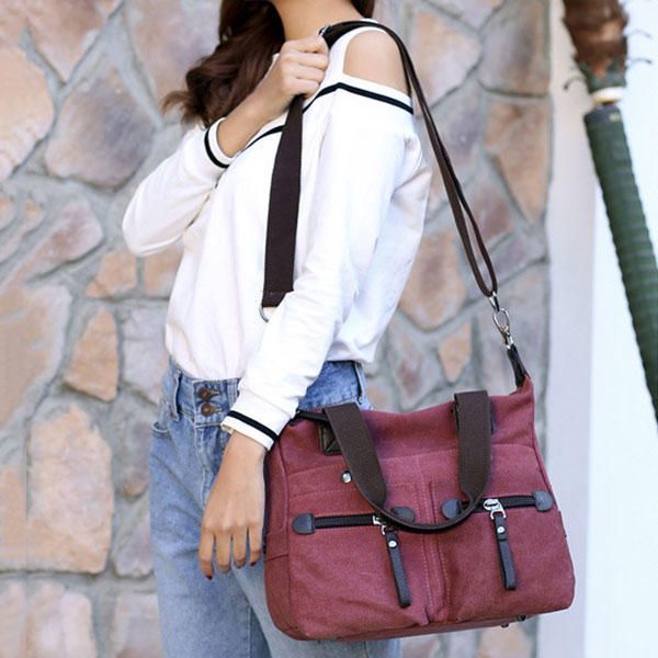 Bolsos De Mano Informales De Lona Para Mujer Bolsos Bandolera De Hombro A La Moda