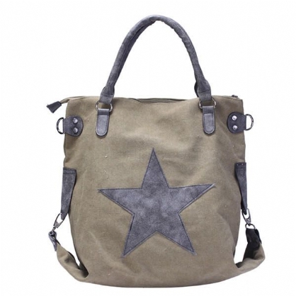 Bolsos De Mano De Lona Con Estrellas Para Mujer Bolsos De Hombro Retro Bolsos Cruzados De Compras Con Capacidad