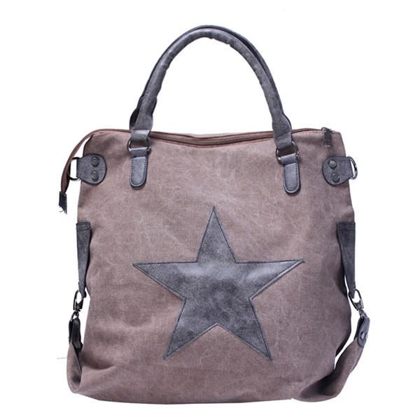 Bolsos De Mano De Lona Con Estrellas Para Mujer Bolsos De Hombro Retro Bolsos Cruzados De Compras Con Capacidad