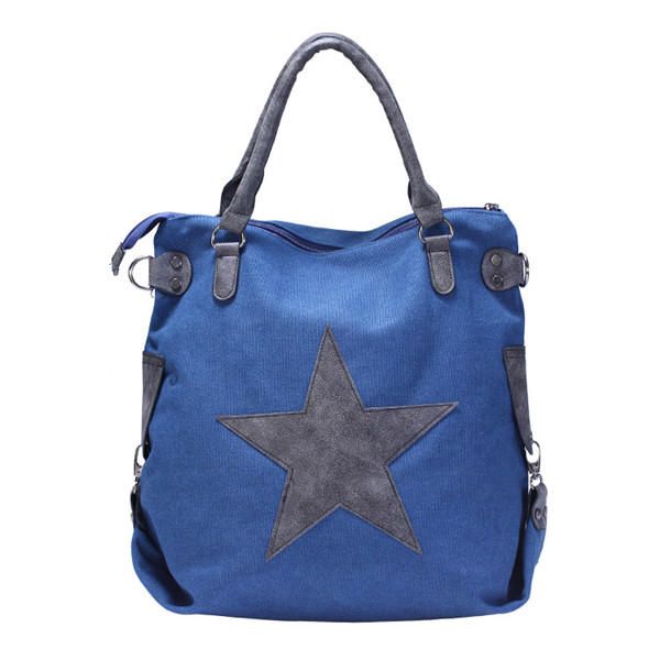 Bolsos De Mano De Lona Con Estrellas Para Mujer Bolsos De Hombro Retro Bolsos Cruzados De Compras Con Capacidad