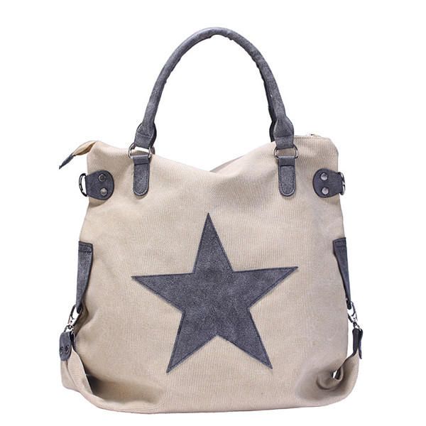 Bolsos De Mano De Lona Con Estrellas Para Mujer Bolsos De Hombro Retro Bolsos Cruzados De Compras Con Capacidad