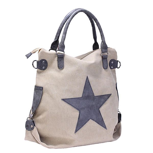 Bolsos De Mano De Lona Con Estrellas Para Mujer Bolsos De Hombro Retro Bolsos Cruzados De Compras Con Capacidad