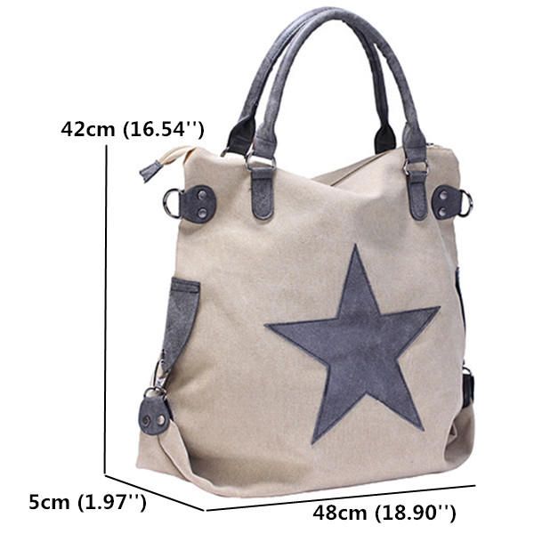 Bolsos De Mano De Lona Con Estrellas Para Mujer Bolsos De Hombro Retro Bolsos Cruzados De Compras Con Capacidad