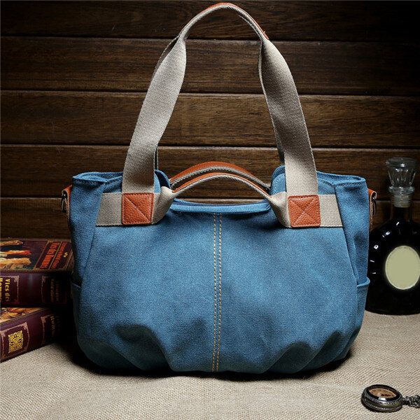 Bolsos De Mano De Lona Vintage Para Mujer Bolsos De Hombro Casuales Bolsos De Compras Con Capacidad Bolsos Cruzados