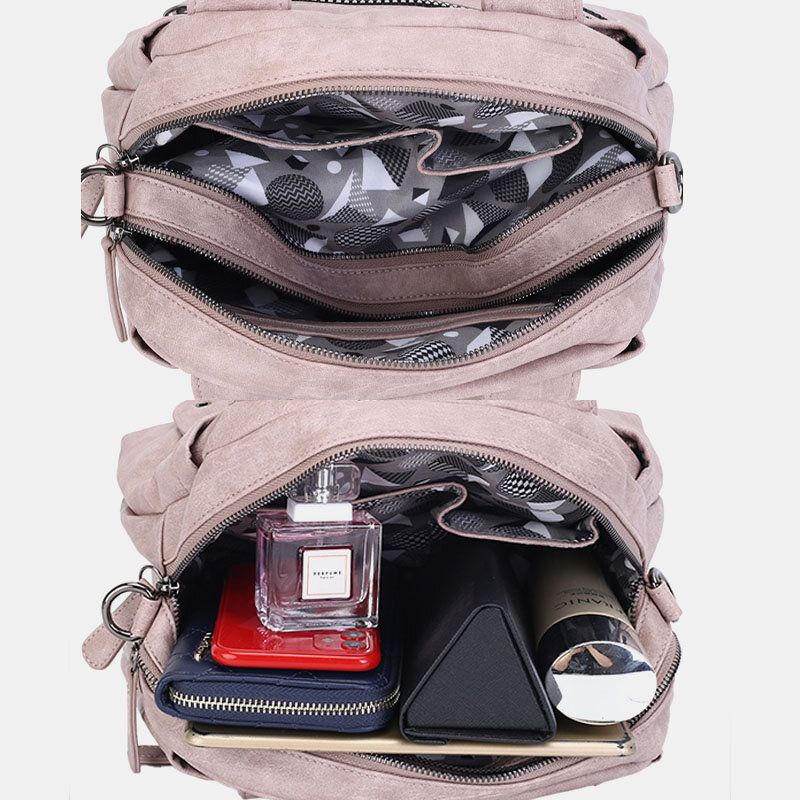 Bolsos Multibolsillos Para Mujer Bolso Bandolera Impermeable De Cuero