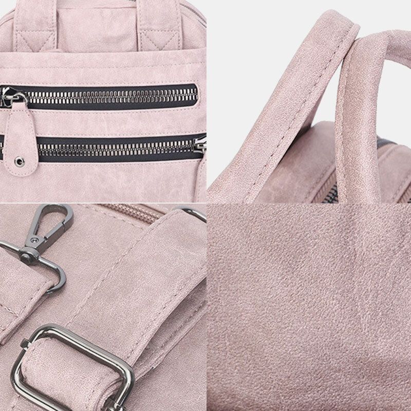 Bolsos Multibolsillos Para Mujer Bolso Bandolera Impermeable De Cuero