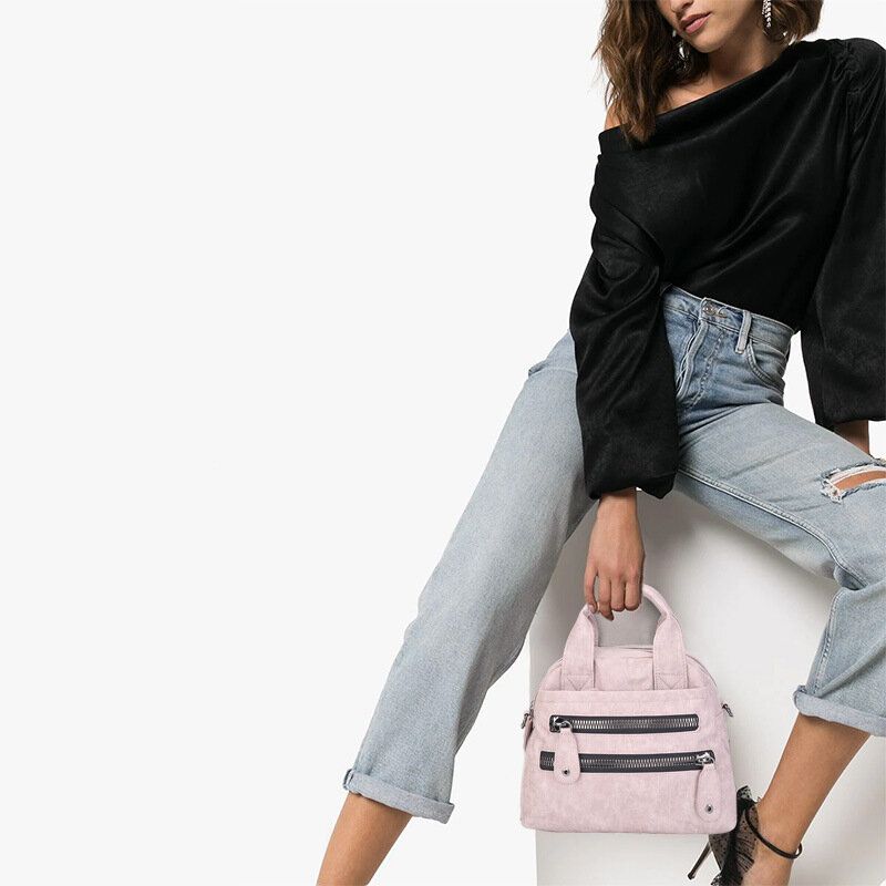 Bolsos Multibolsillos Para Mujer Bolso Bandolera Impermeable De Cuero