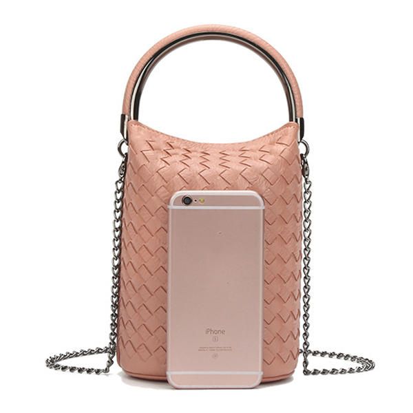 Bolsos Para Teléfono De Tejido Para Mujer Mini Bolsos De Hombro Bolsos Cruzados Con Cubo De Cadena