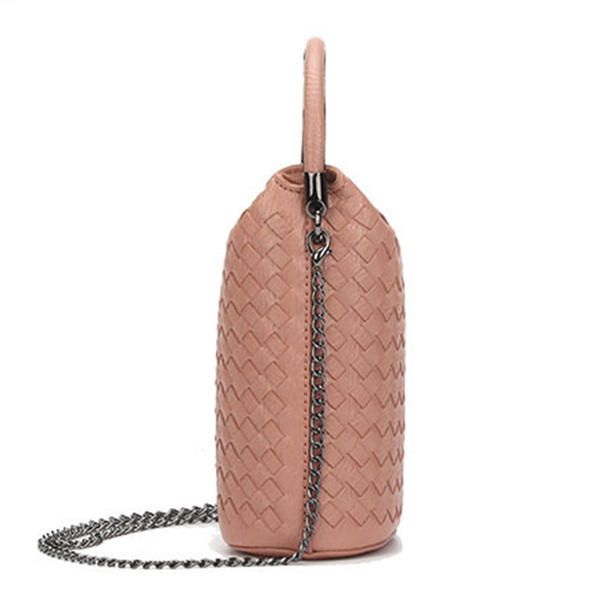 Bolsos Para Teléfono De Tejido Para Mujer Mini Bolsos De Hombro Bolsos Cruzados Con Cubo De Cadena