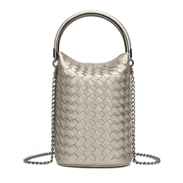 Bolsos Para Teléfono De Tejido Para Mujer Mini Bolsos De Hombro Bolsos Cruzados Con Cubo De Cadena