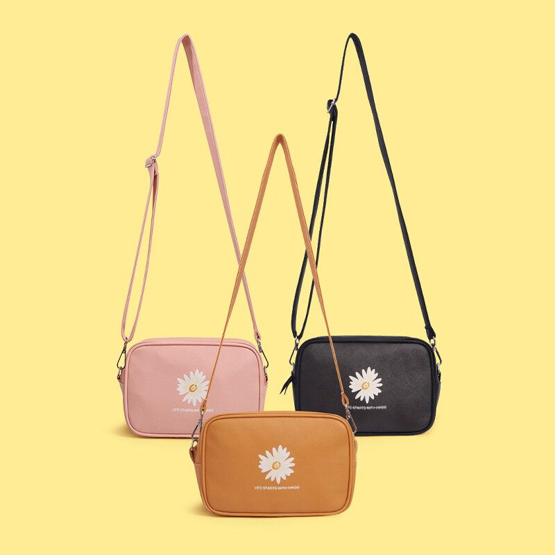 Cuero De Mujer Margarita Pequeña Patrón De Girasol Bolso Casual Salvaje Bolso Bandolera Bolsos Cruzados