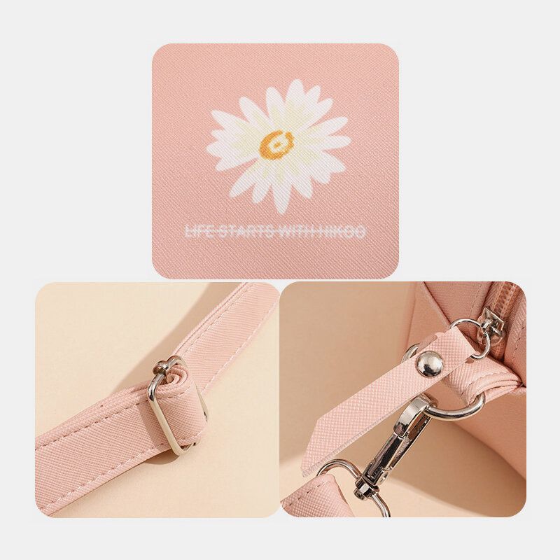 Cuero De Mujer Margarita Pequeña Patrón De Girasol Bolso Casual Salvaje Bolso Bandolera Bolsos Cruzados