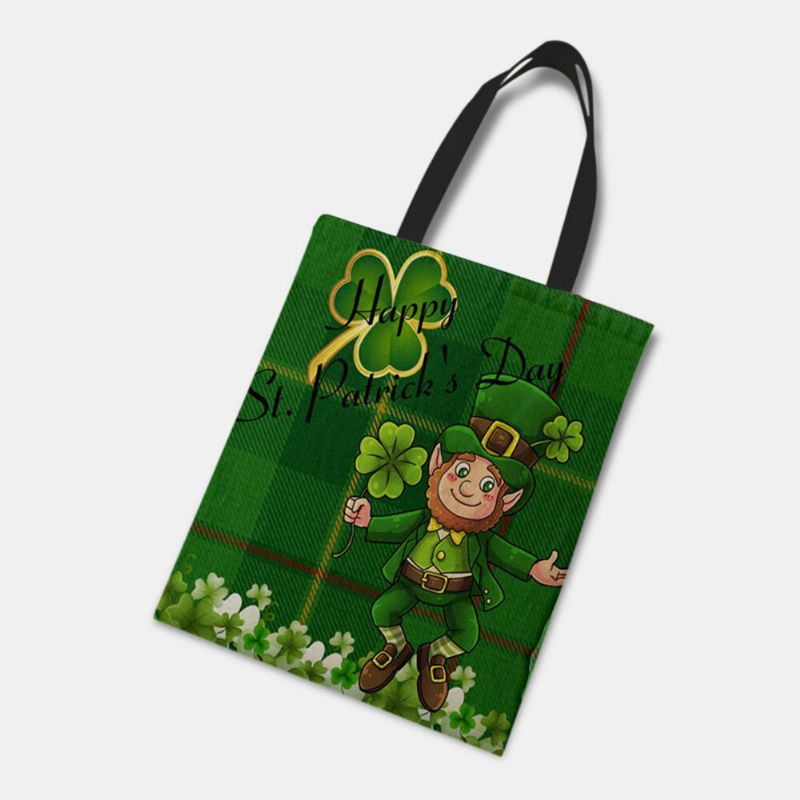 Figura De Guinga De Poliéster Para Mujer Feliz Día De San Patricio Patrón Imprimir Bolso De Hombro Bolso Tote